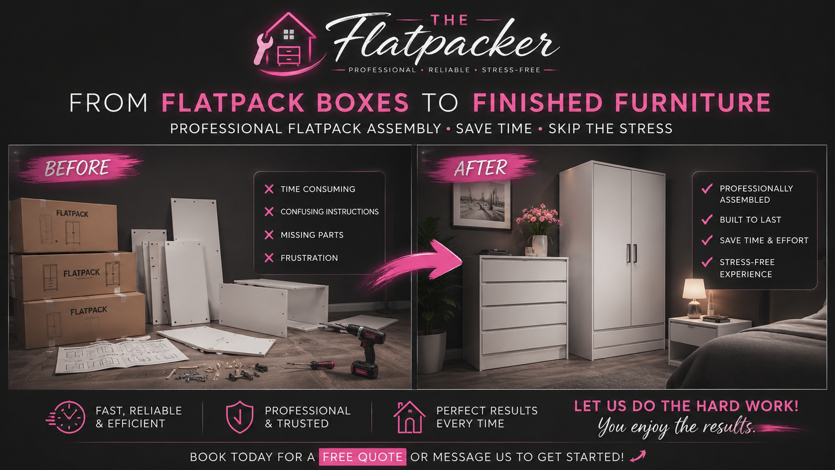 Before and after flatpack furniture assembly