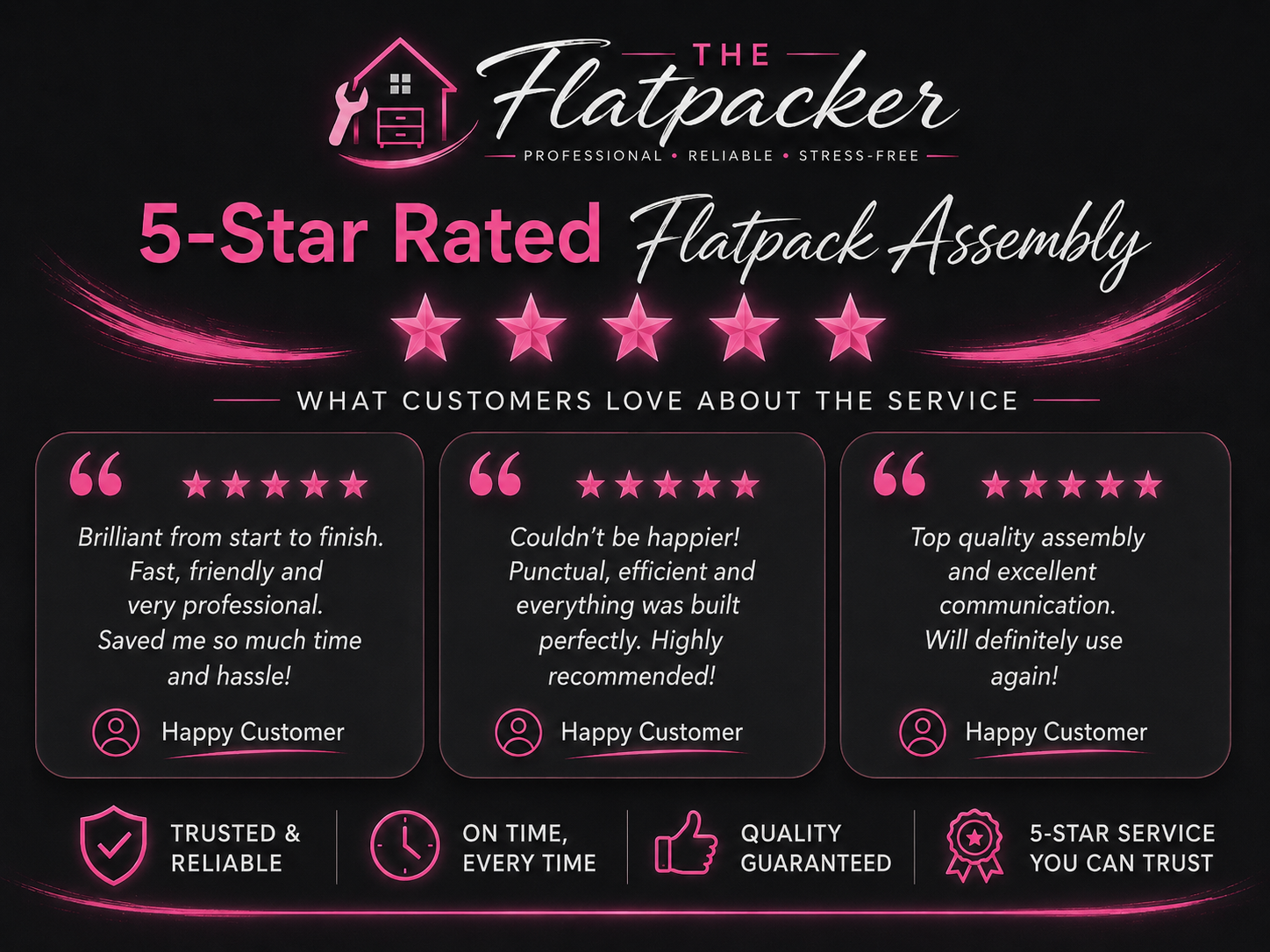 5-star rated flatpack assembly reviews
